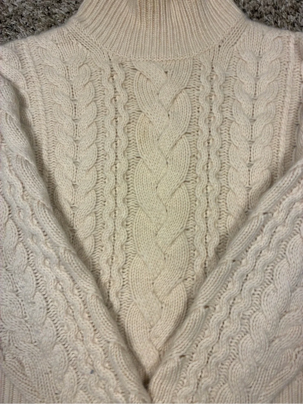 J.Crew 100% Cashmere Chunky Cream Cable Knit Mock Neck Sweater